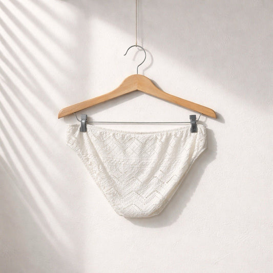 La Blanca White Eyelet Textured Bikini Bottoms Size 16 UPF 50+