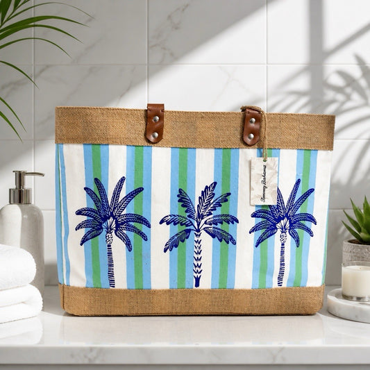 tommy Bahama canvas Burlap Tote Beach Bag