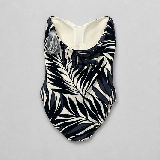 Anne Cole Printed Twist-Front One-Piece Swimsuit Black White 16