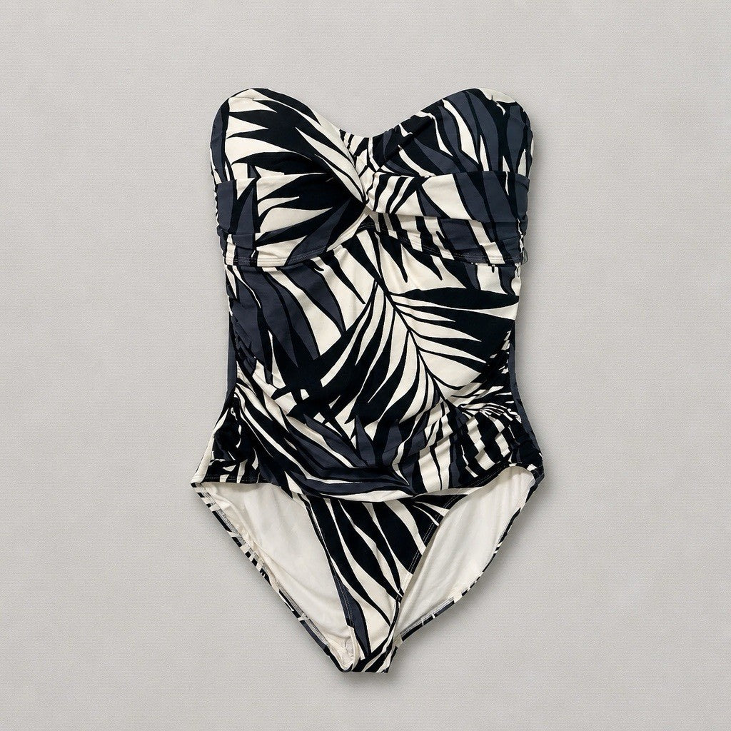 Anne Cole Printed Twist-Front One-Piece Swimsuit Black White 16