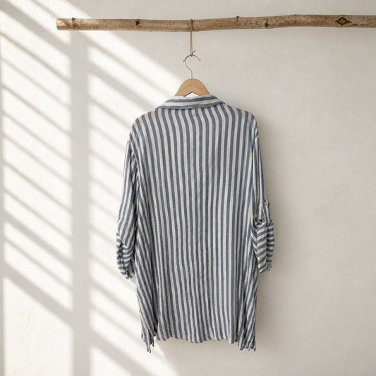 Raviya Womens Blue White Striped Tunic Shirt Cover-Up Swimwear Plus Size 0X