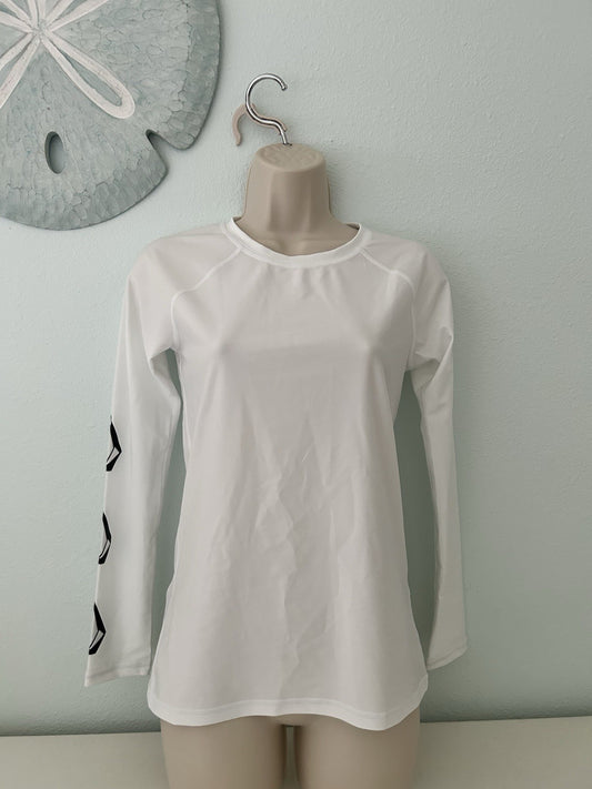 Volcom Rashguard UPF 50+ White Swim Top Size M Coverup