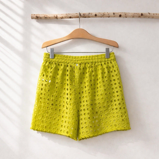 Dotti Citrine Openwork M Swimsuit Coverup Shorts Eyelet