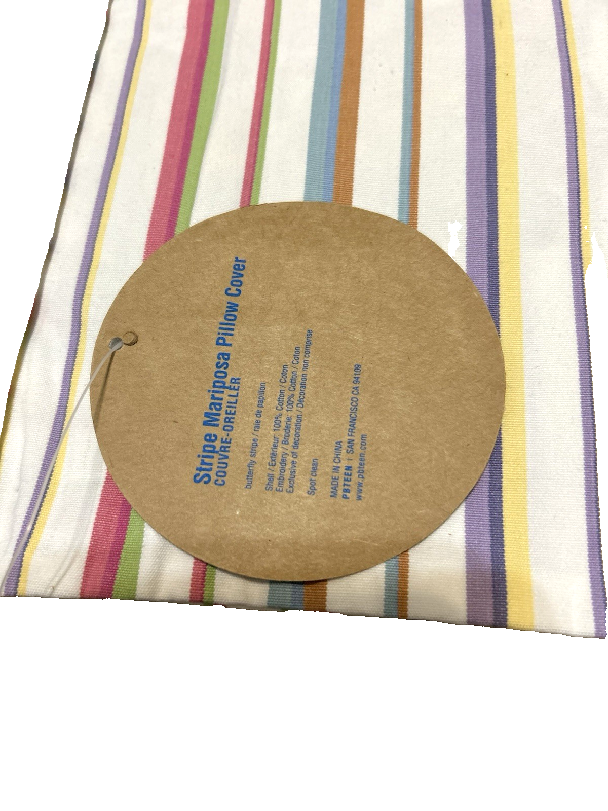 Pottery Barn Teen Striped Mariposa Pillow Cover 16 x 16 NEW Butterfly Floral