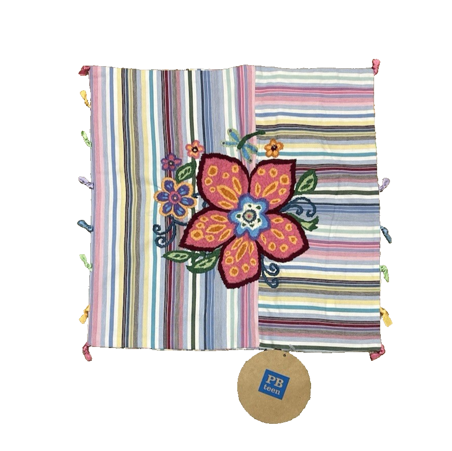 Pottery Barn Teen Striped Mariposa Pillow Cover 16 x 16 NEW Blues