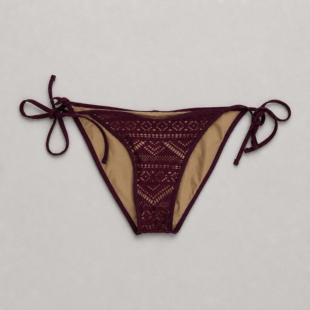 Becca by Rebecca Virtue Color Play Crochet Tie Side Bikini Bottom M