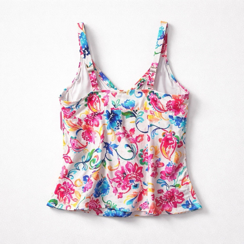 Anne Cole Watercolor Paisley Underwire Surplice Tankini Top 22W