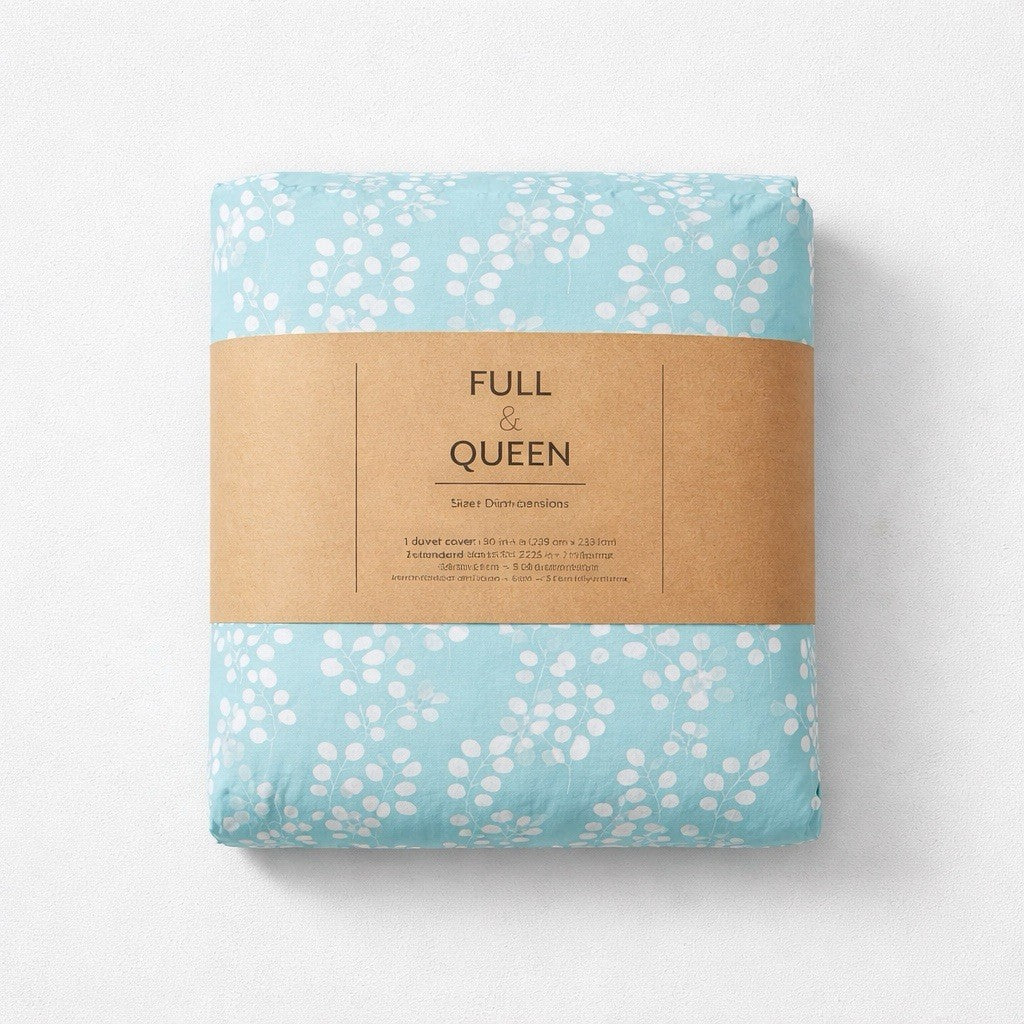 Three Piece Duvet For Queen Cover Set Wheat Field Patterned Pale Blue