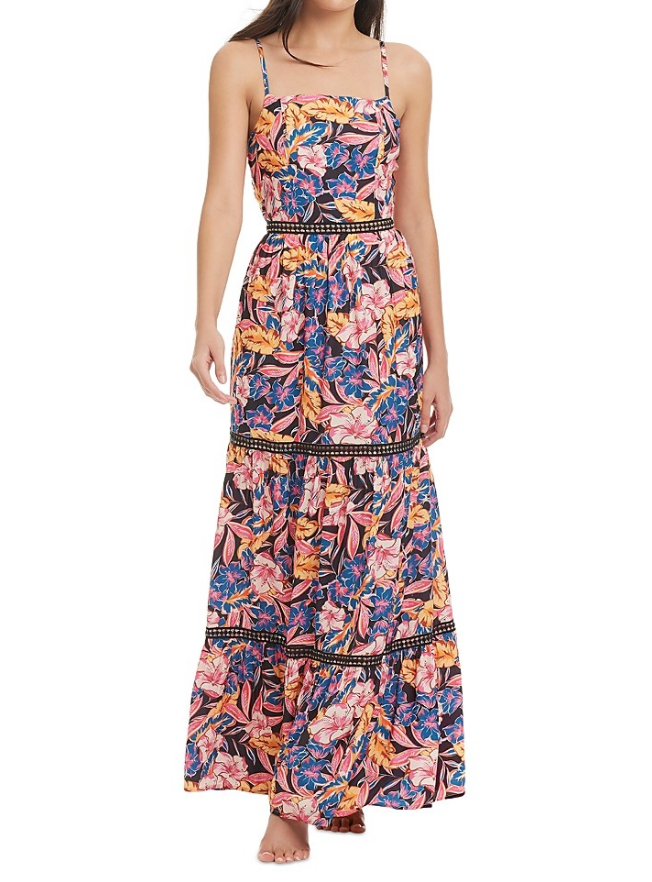 Red Carter Tie Back Maxi Dress Swim Cover-up S