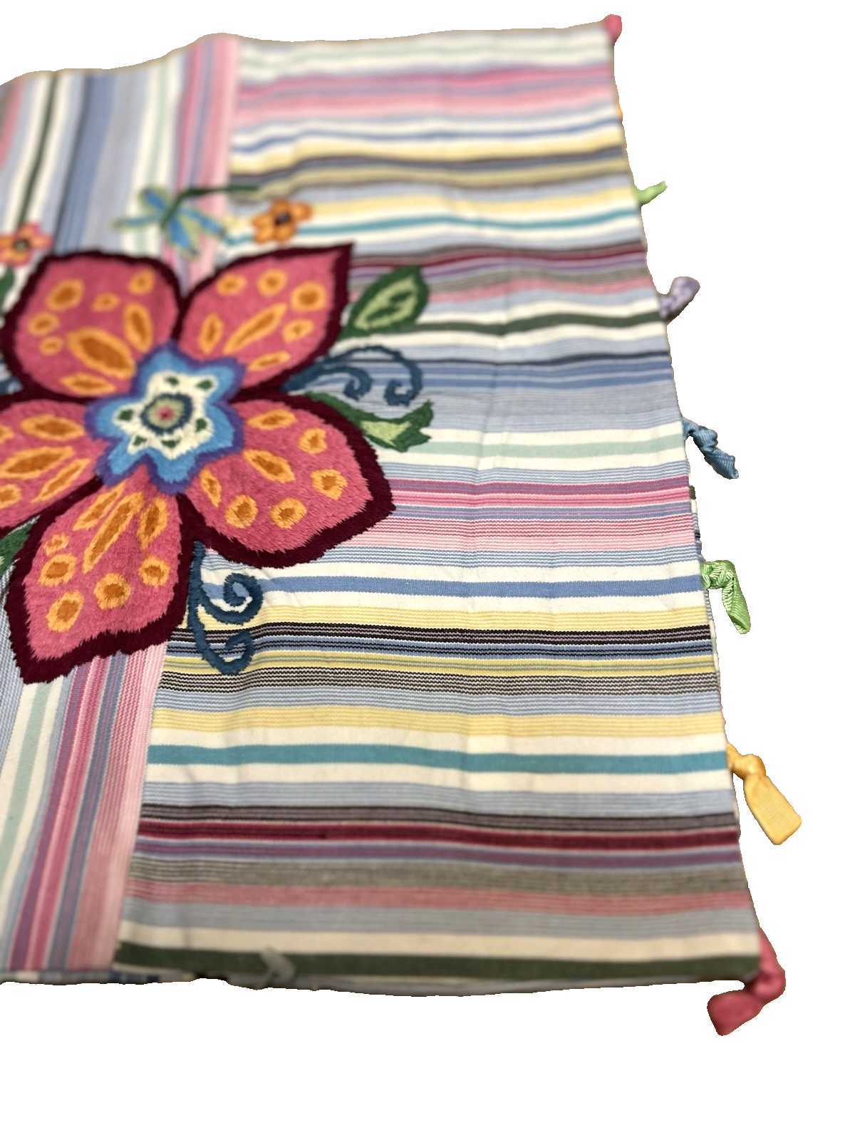 Pottery Barn Teen Striped Mariposa Pillow Cover 16 x 16 NEW Blues