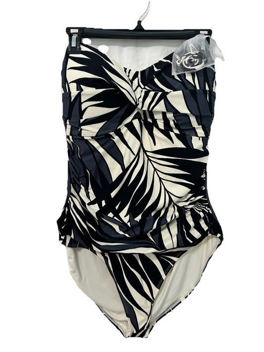 Anne Cole Printed Twist-Front One-Piece Swimsuit  Black White 16