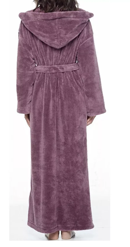 Arus Plum Hooded Long Bathrobe Long Unisex Small Plush