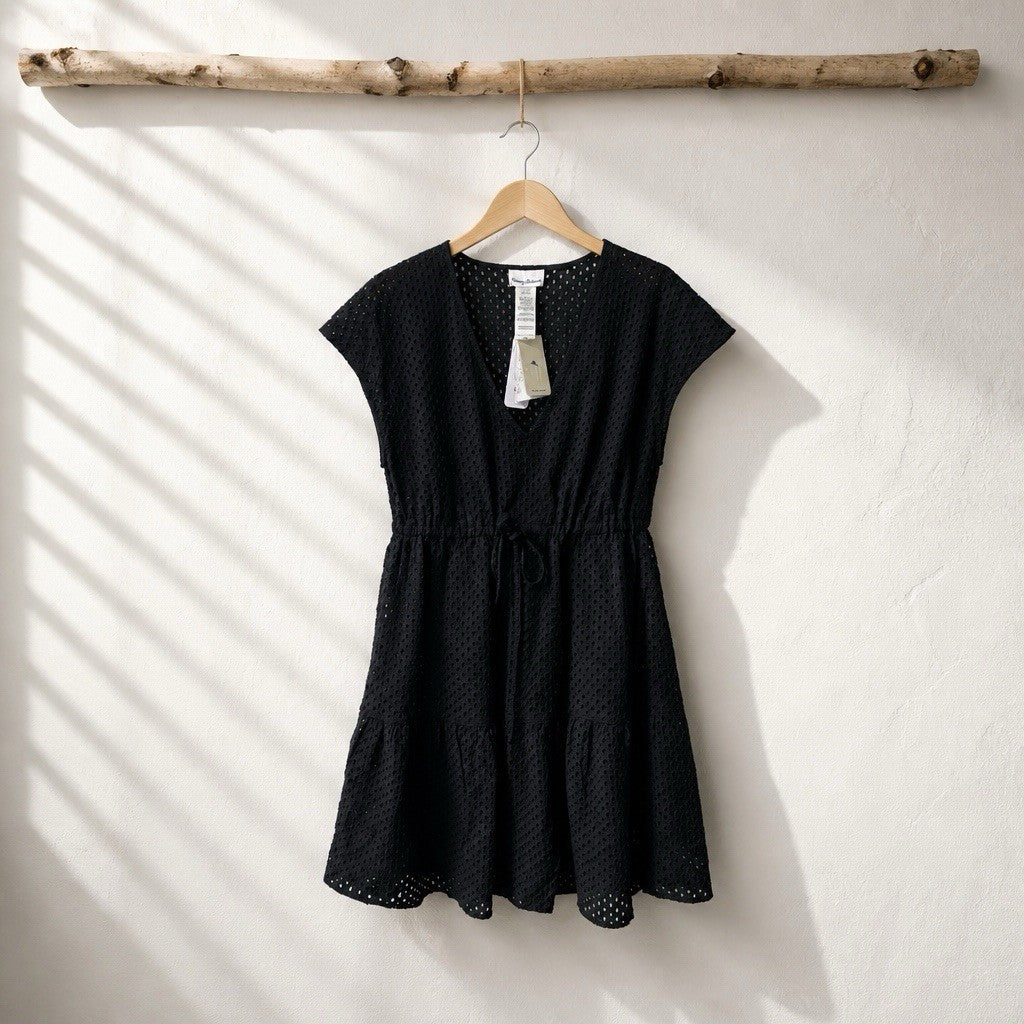 Tommy Bahama Women's Cotton Dress Swimsuit Cover Up Black S