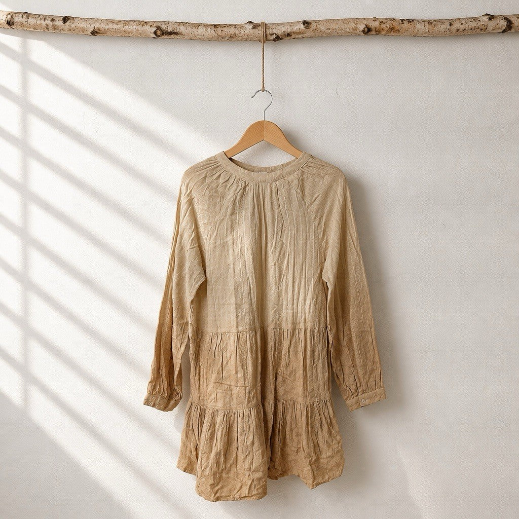 Dotti Ombre Cotton Swim Cover-Up Dress, Tan Beige, M