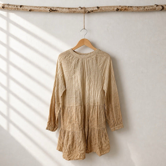 Dotti Ombre Cotton Swim Cover-Up Dress, Tan Beige, M