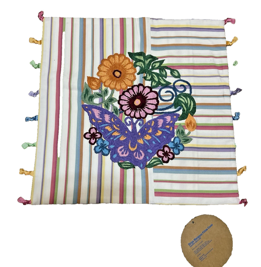 Pottery Barn Teen Striped Mariposa Pillow Cover 16 x 16 NEW Butterfly Floral