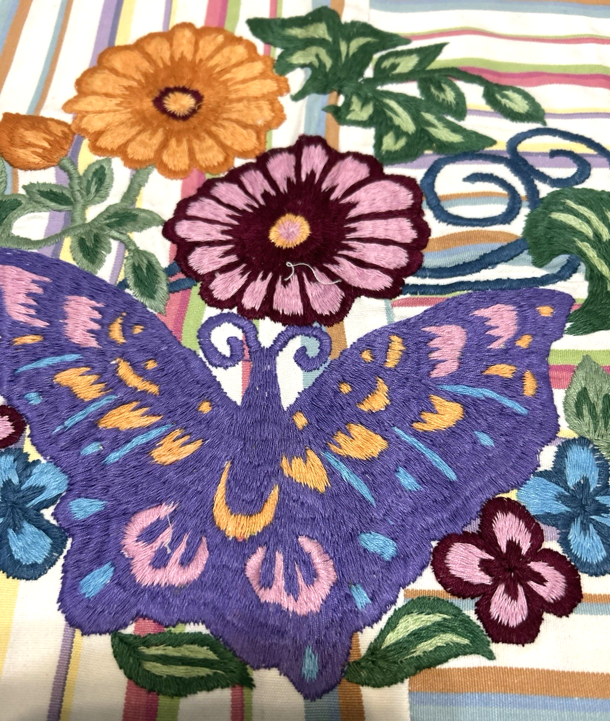 Pottery Barn Teen Striped Mariposa Pillow Cover 16 x 16 NEW Butterfly Floral