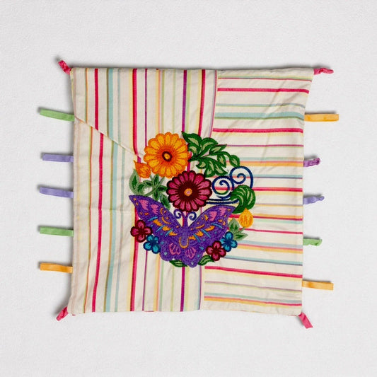 Pottery Barn Teen Striped Mariposa Pillow Cover 16 x 16 NEW Butterfly Floral