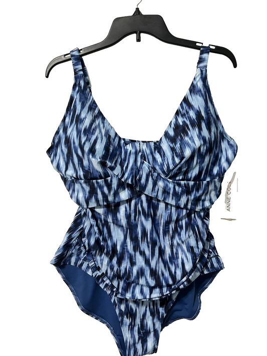 Anne Cole Plus 20W Printed Front Underwire One Piece Swimsuit Blue