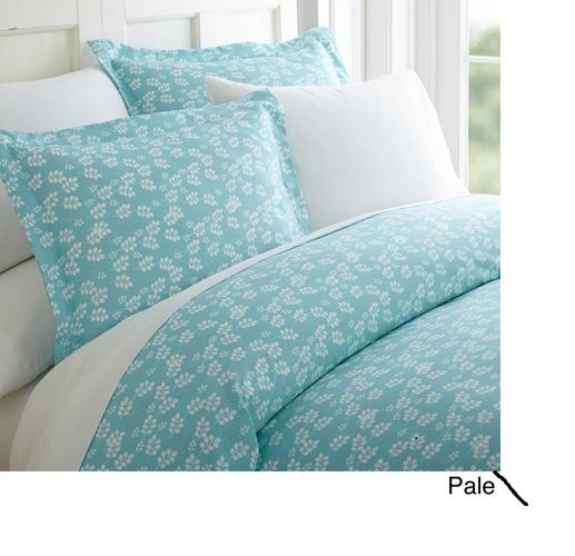 Three Piece Duvet For Queen Cover Set Wheat Field Patterned Pale Blue
