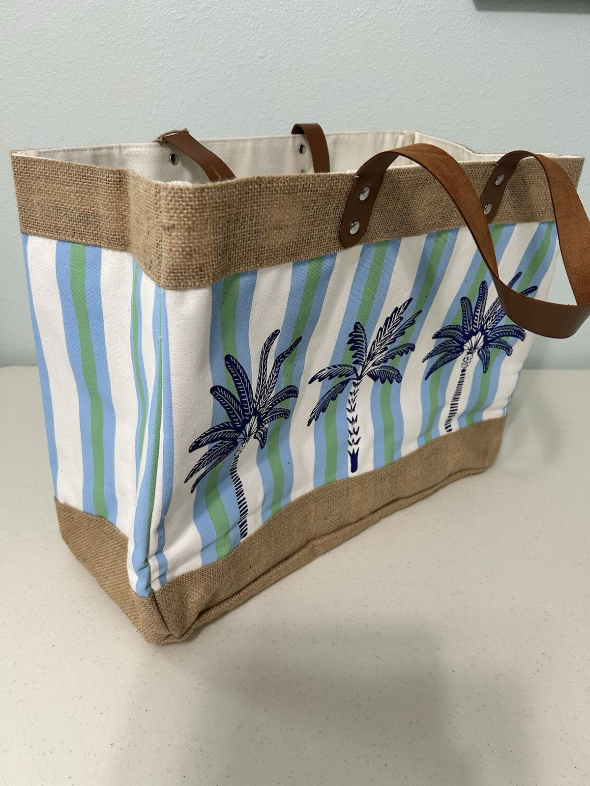 tommy Bahama canvas Burlap Tote Beach Bag