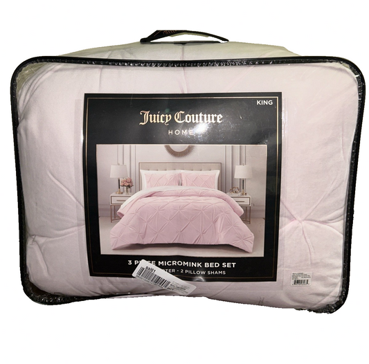 Juicy Couture, Kiss Pleaded Micro Mink Three-Piece Comforter Set King