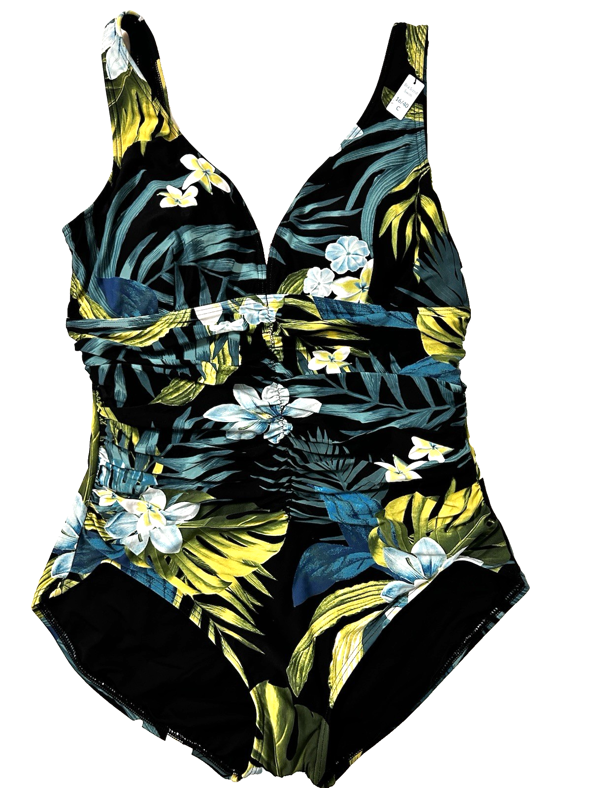 Coco Contours Solitaire Underwire One Piece Swimsuit 16 Black Multi