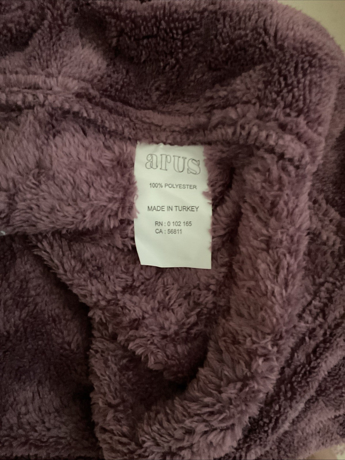 Arus Plum Hooded Long Bathrobe Long Unisex Small Plush